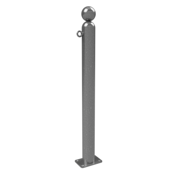 Ornamental bollard | Series 478B | � 76 mm | stationary, to be fixed by plugswith base plate 100 x 150 mm | without lock | with 1 eyelet
